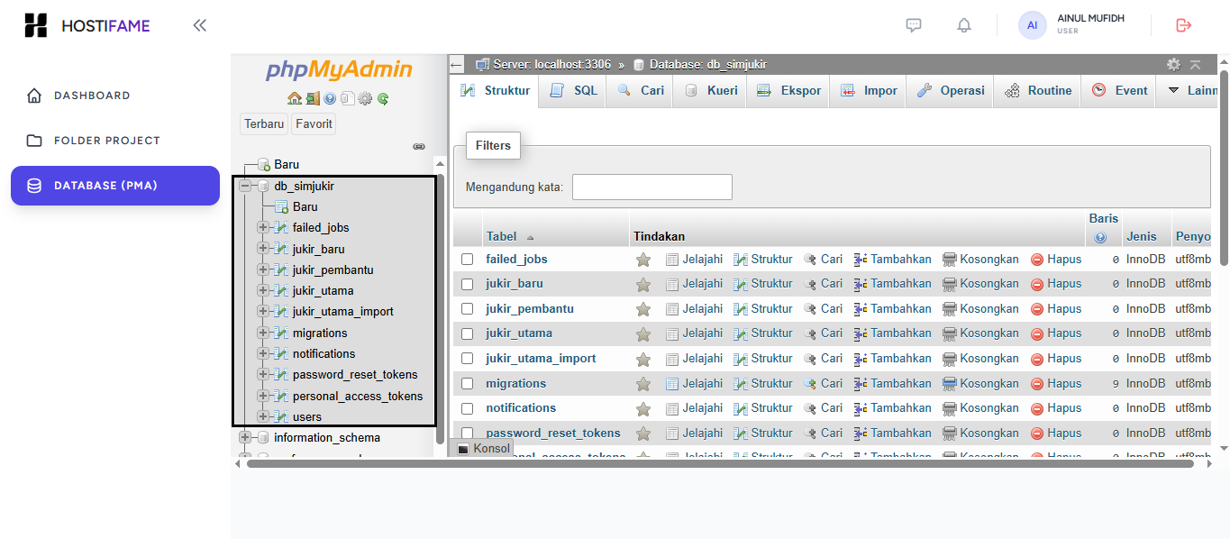 Screenshot langkah buka phpMyAdmin